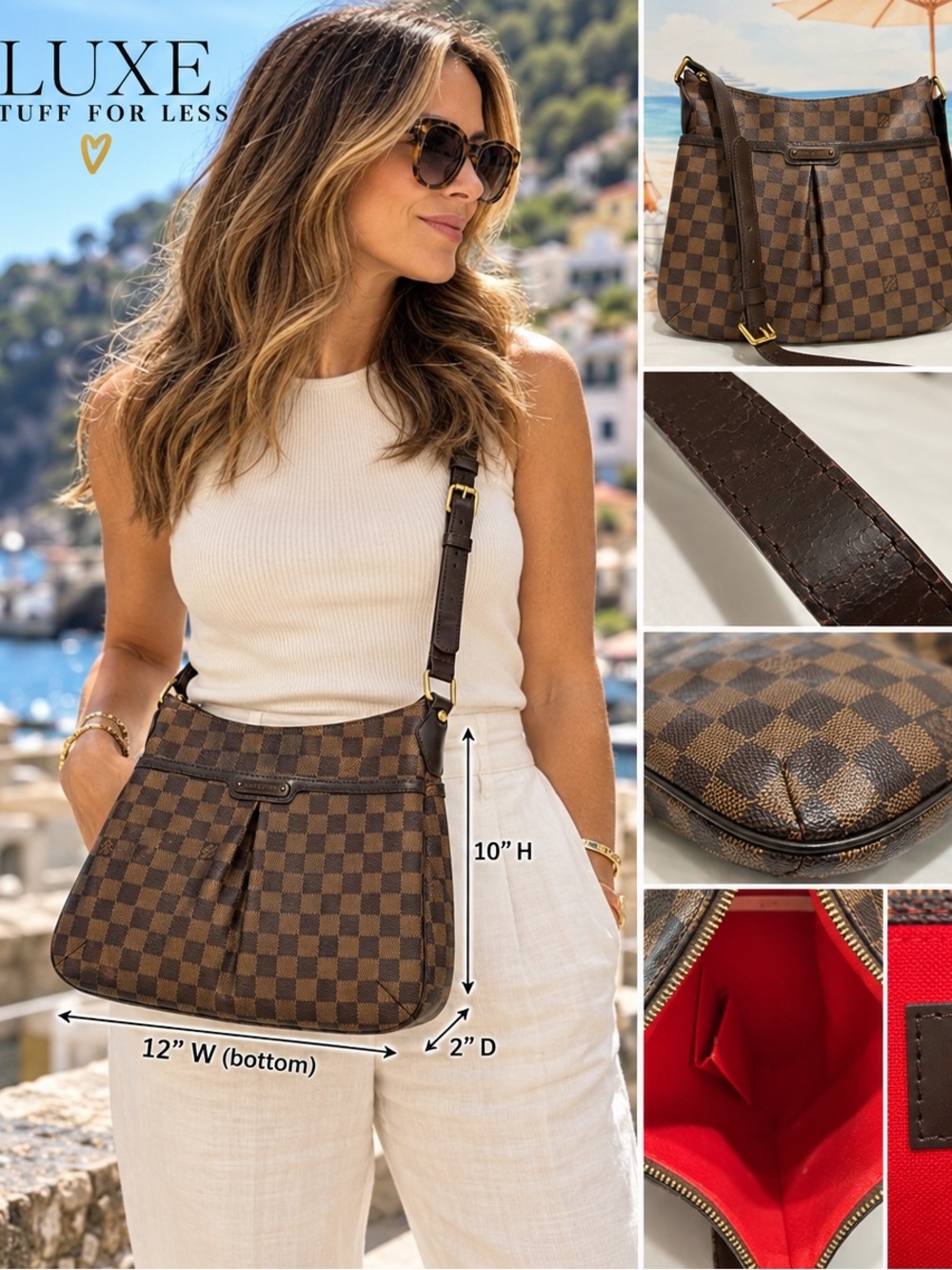 Authentic Louis Vuitton Damier Ebene Bloomsbury PM Crossbody W/Certificate #2